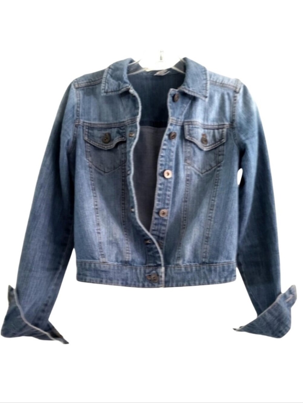 Cropped Light Wash Denim Jean Jacket Size Small